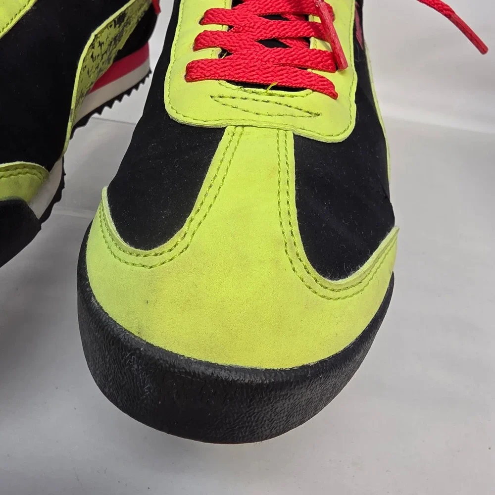 Puma Roma Sneakers Women 5 Black Lime Green Pink Splatter Low Top 359172 01 Good